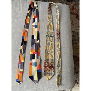 Abstract Art 100% Silk Tie The Art Institute Of Chicago LOT of 2 Ties Italy